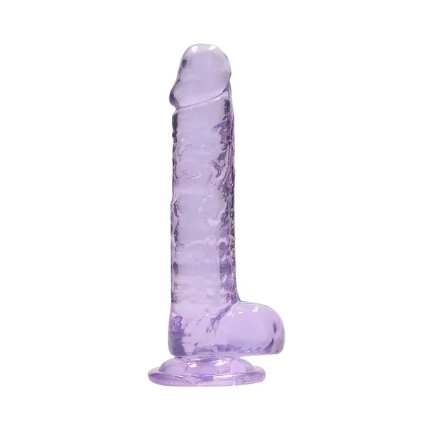 RealRock Crystal Clear Dildo with Balls 7in – Purple