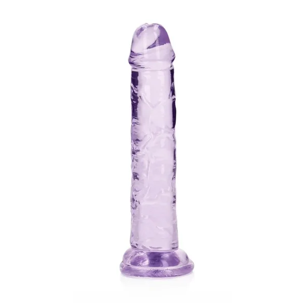 RealRock Crystal Clear Straight No Balls Dildo 6in – Purple