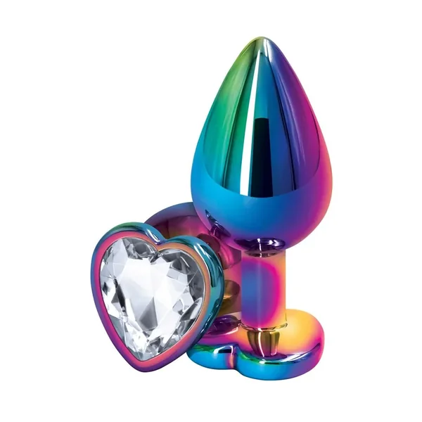 Rear Assets Multicolor Heart Anal Plug – Medium – Clear