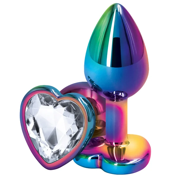 Rear Assets Multicolour Heart Gem Metal Butt Plug - Small