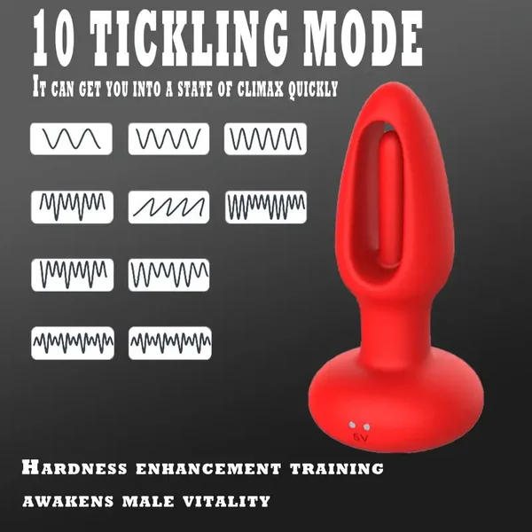 Red Silicone Prostate Massager Vibrating Anal Plug Rechargeable Wearable