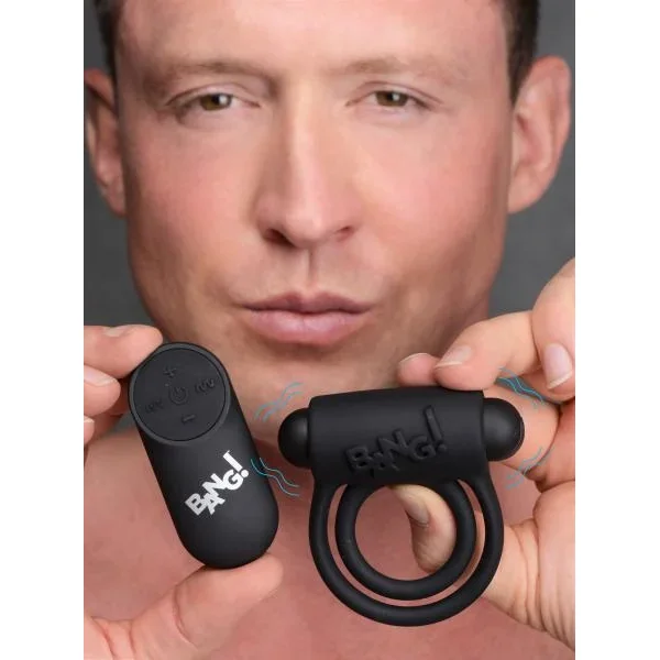 Remote Control 28x Vibrating Cock Ring And Bullet – Black