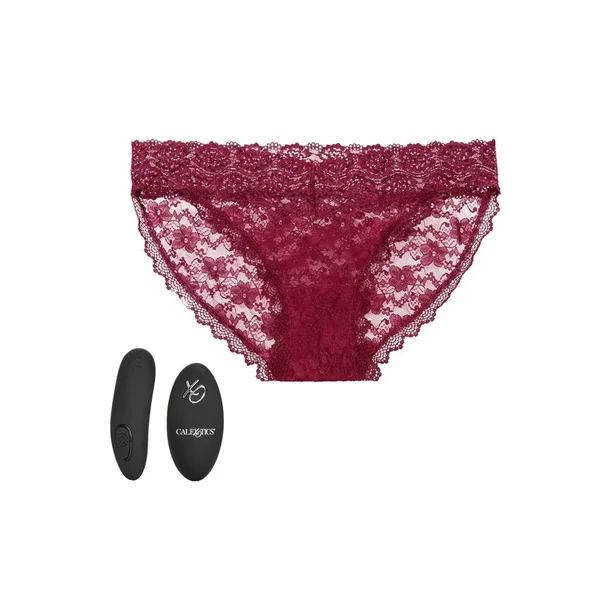 Remote Control Rechargeable Lace Panty Set – Small/Medium – Red