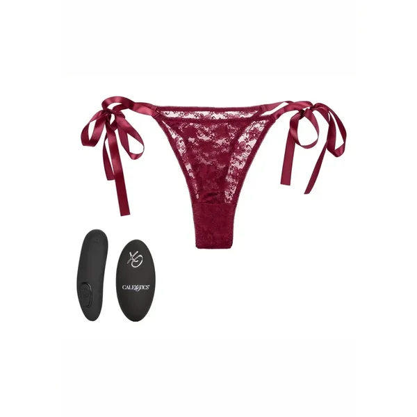 Remote Control Rechargeable Lace Thong Set – Red