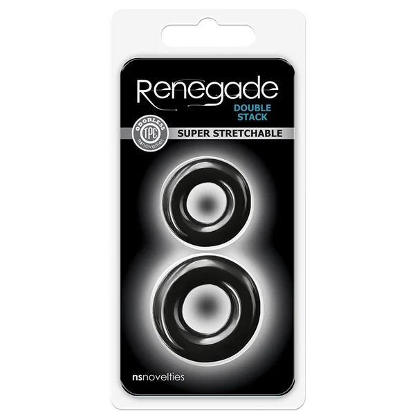 Renegade Double Stack Rings - Black (2 Pack)