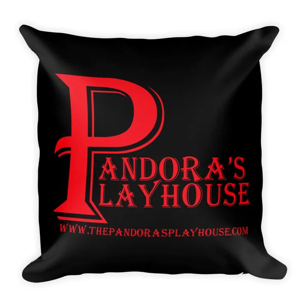 Reversible Square Pillow With Red And White Lettering