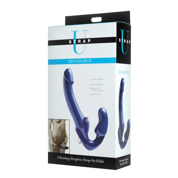 Revolver II Vibrating Strapless Strap on Dildo - Blue