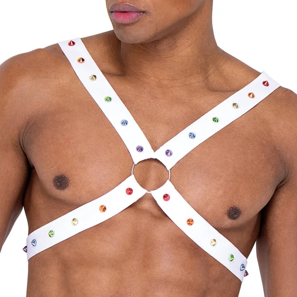 Roma Rainbow Stud Cross Chest Pride Harness