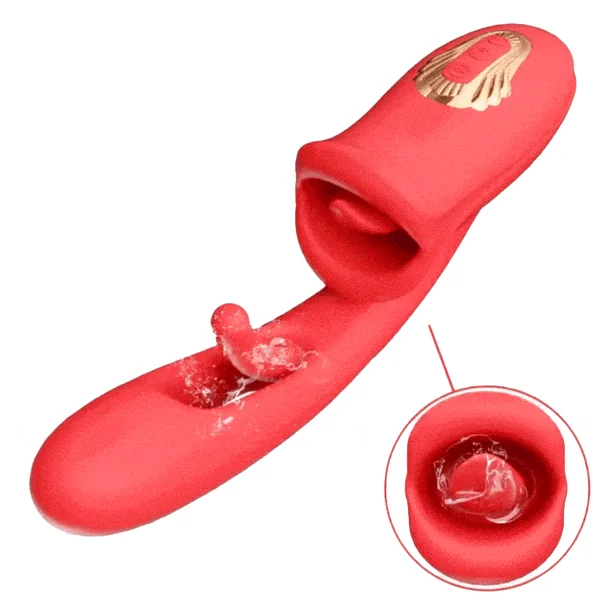Rose Muncher 3 In 1 Rose Hollowed Out Kiss Tongue Vibrator