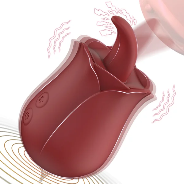 Rose Toy Clitoris Tongue Licking Vibrator，Vibrating massager, female masturbator, adult couple sex toy