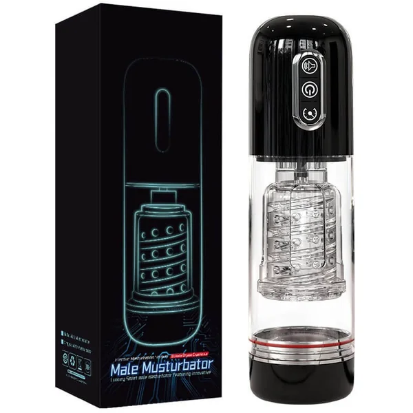 Rotating Masturbator Cup for Men Automatic Sucking Telescopic 5D Real Vaginal Suction Pocket Blowjob