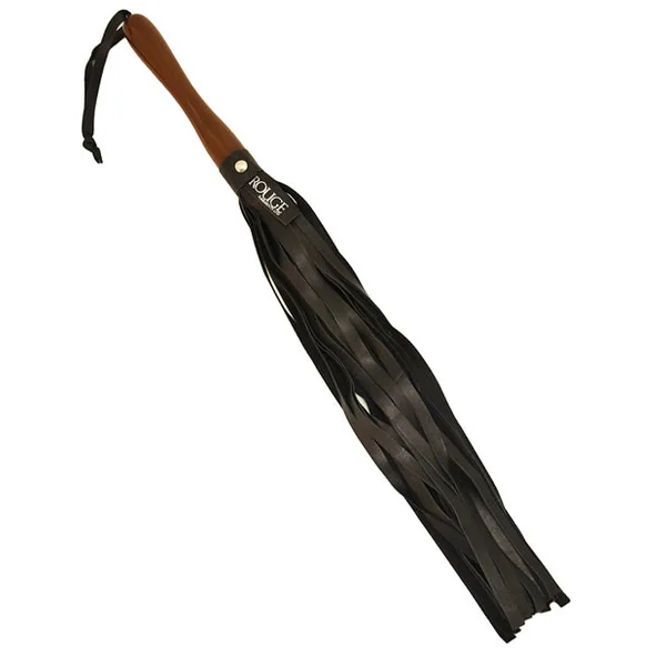 Rouge Leather Flogger W-wooden Handle - Black