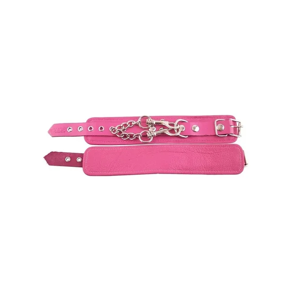 Rouge Plain Leather Wrist Cuffs Pink