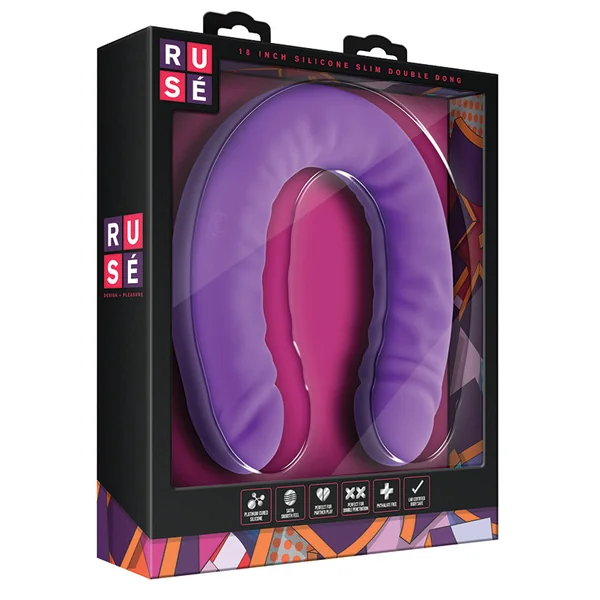 Ruse Silicone Double Headed G-Spot Purple 18-Inch Long Dildo