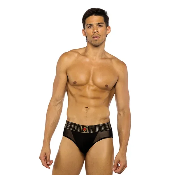 Sacred Heart Briefs w/Studded Elastic Waist Band – Black SM