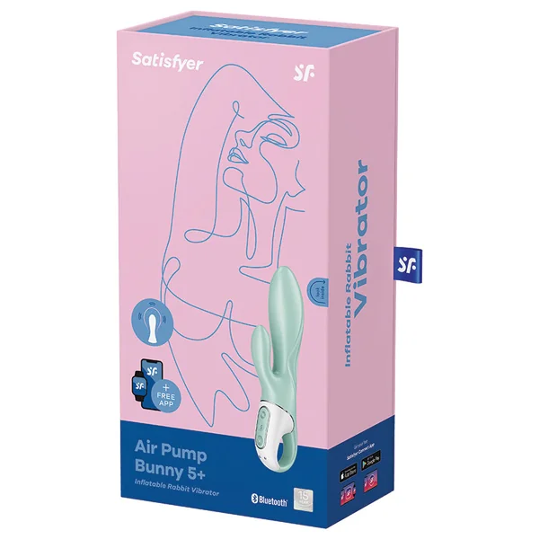 Satisfyer Air Pump Bunny 5 Connect App Inflatable Rabbit Vibrator - Mint