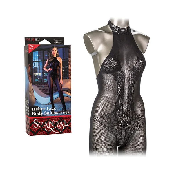 SCANDAL PLUS SIZE HALTER LACE BODY SUIT