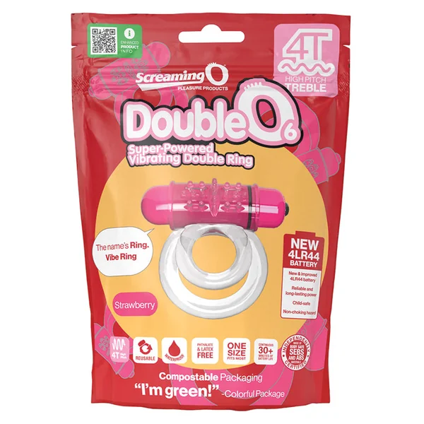 Screaming O 4T Tickle & Tease DoubleO 6 Vibrating Ring - Strawberry