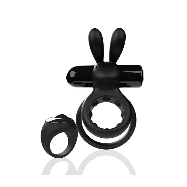 Screaming O Ohare Rechargeable Silicone Vibrating Cock Ring with Remote Control – Black