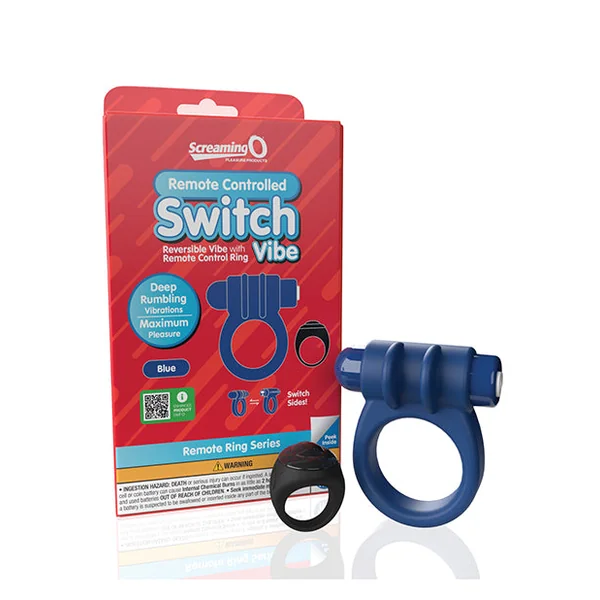 Screaming O Switch Remote Controlled Vibrating Ring - Blue