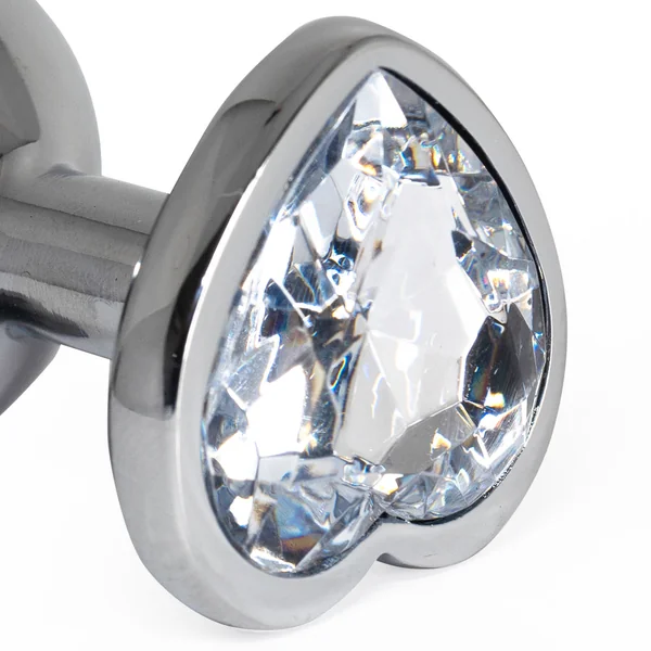 Seamless Metal Butt Plug With Heart Gem - Medium