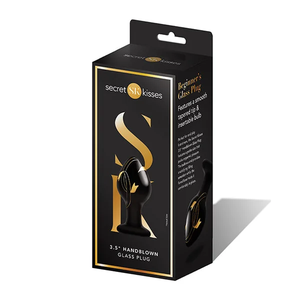 Secret Kisses Handblown Glass Plug - Black/gold