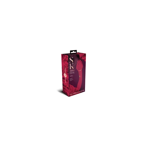 Secret Kisses Twosome Dual Ended Rose Bud W/clitoral Suction & G-spot Vibe - Red