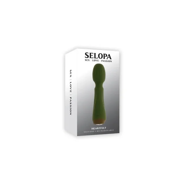Selopa Heartfelt Rechargeable Silicone Vibrating Mini Wand, Green