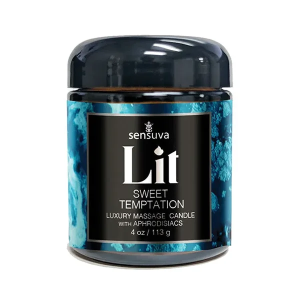 Sensuva Lit Sweet Temptation Luxury Massage Candle – 4 oz Vanilla, Sug