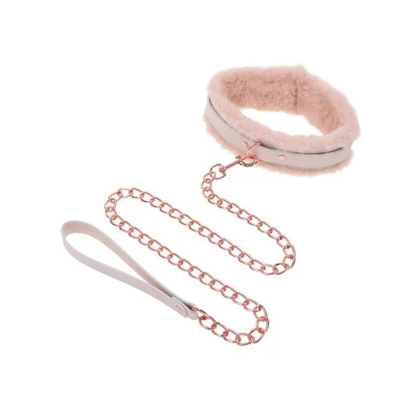Sex & Mischief Peaches n Creame Fur Collar and Leash by Sportsheets