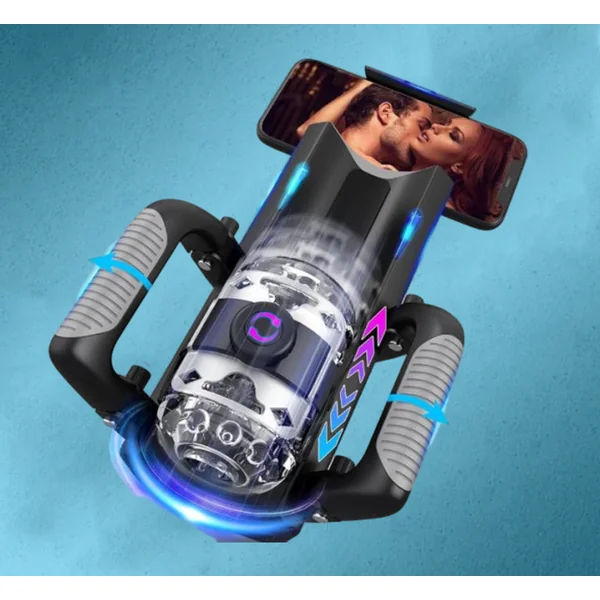 Sex Toy for Men Male Masturbators - Male Sex Toys Hands Free Pocket Pussy with 12cm Thrusting Distance, Mens Adults Toys Automatic Masturbators with Phone Stand & Foldable Handle, Blowjob Machine