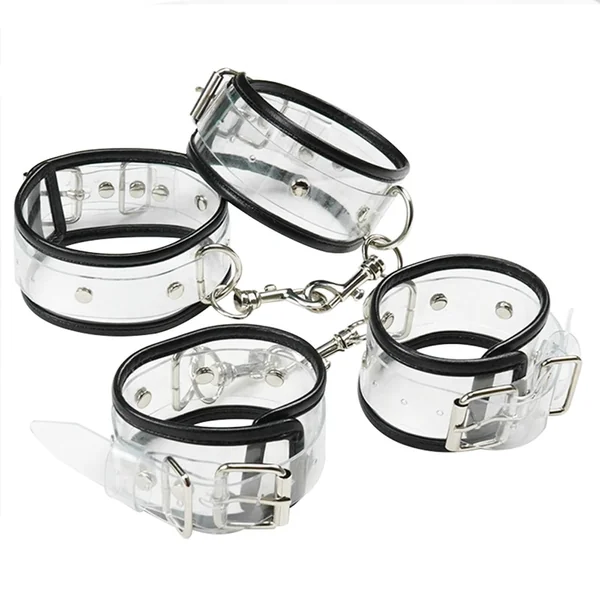 Sexy Adjustable Clear Shackles Handcuffs set Ankle Cuff Restraints BDSM Bondage Toy Soft Plastic Sex Tied Up Exotic Accessories