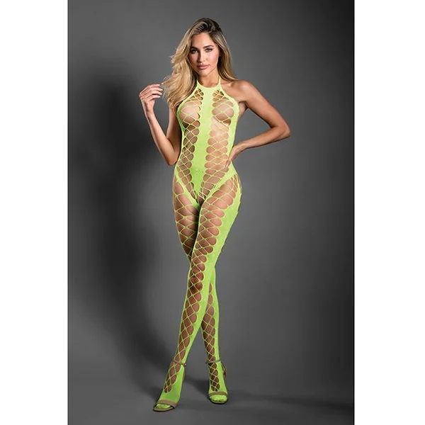 Sheer Unstoppable Crotchless Rhinestone Halter Bodystocking