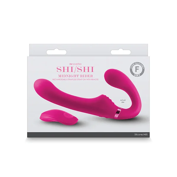 Shishi Midnight Rider Rechargeable Strapless Strap On W-remote - Pink