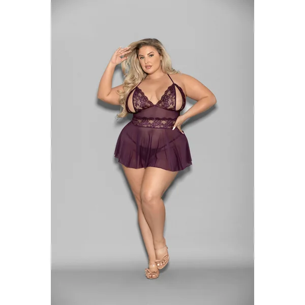 Shorty Babydoll - Queen Size - Plum