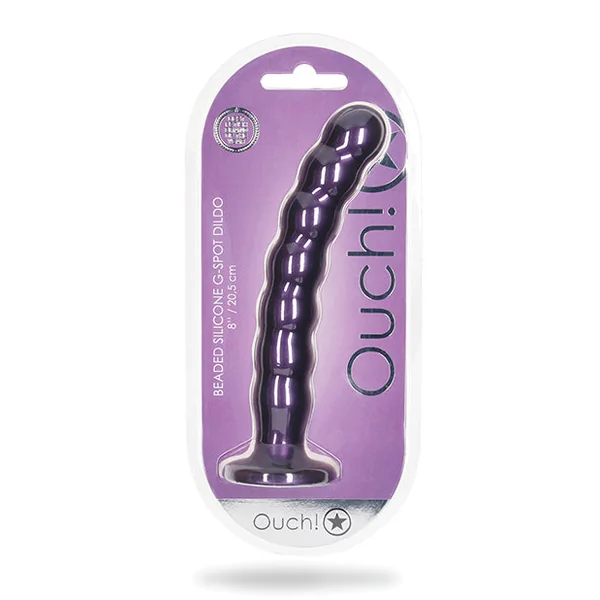 Shots Ouch 8" Beaded G-spot Dildo - Metallic Purple