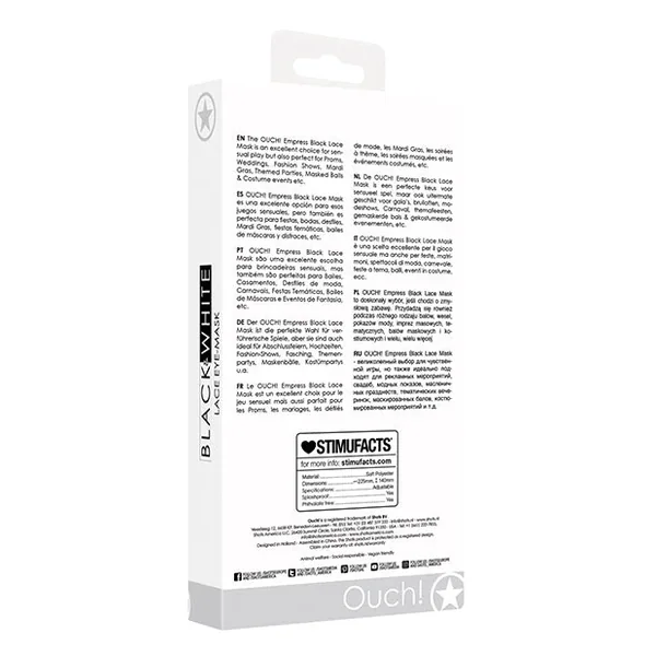 Shots Ouch Black & White Lace Eye Mask – Empress Black