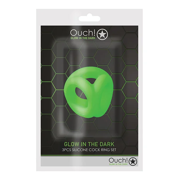 Shots Ouch Cock Ring & Ball Strap - Glow In The Dark