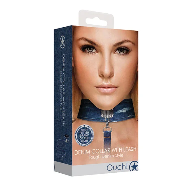 Shots Ouch Denim Collar W/leash