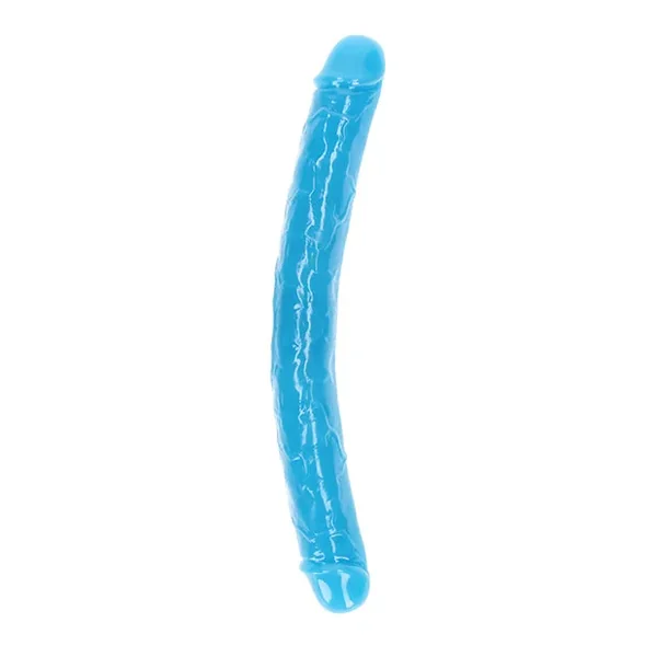 Shots RealRock 15″ Double Dong Glow in the Dark – Neon Blue