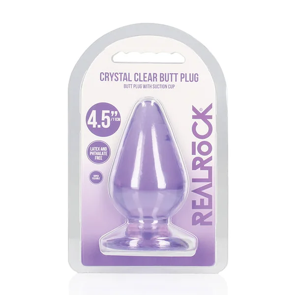 Shots Realrock Crystal Clear 4.5" Anal Plug - Purple