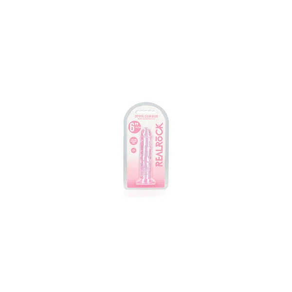 Shots Realrock Crystal Clear 6" Straight Dildo W/suction Cup - Pink