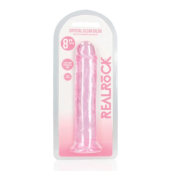 Shots Realrock Crystal Clear 8" Straight Dildo W/suction Cup - Pink