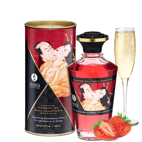 Shunga – Aphrodisiac Warming Massage Oil 3.5oz – Sparkling Strawberry Wine