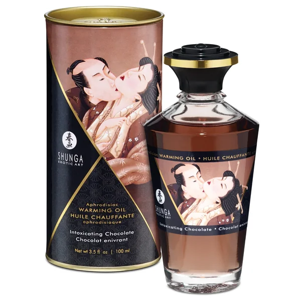 Shunga Warming Oil Intoxicating Chocolate - 3.5 Oz.