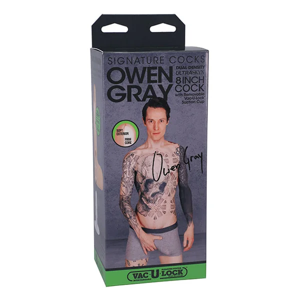 Signature Cocks Ultraskyn 8" Cock W/removable Vac-u-lock Suction Cup - Owen Grey