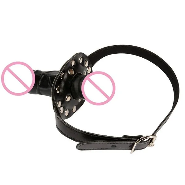 Silicone Dildo Oral Gag with Locking Buckles