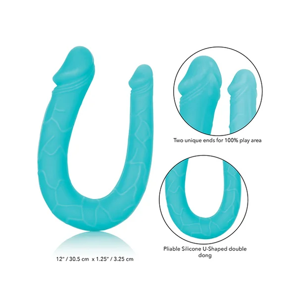 SILICONE DOUBLE DONG TEAL AC/DC