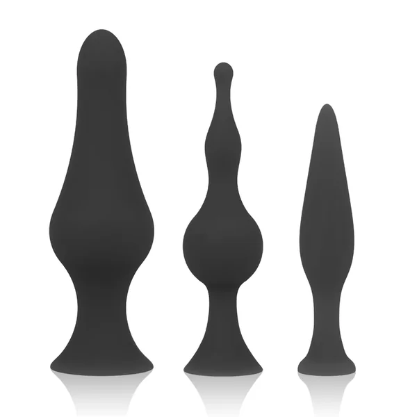 Silicone plug anal butt plug analplug dilator dildo sex toys ohmama three-set black