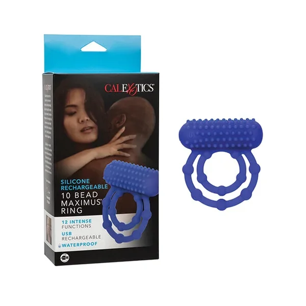 Silicone Rechargeable 10 Bead Maximus Ring – Blue